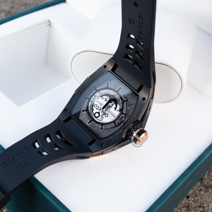 Reloj Deportivo de Lujo para Hombre <span class=keywords><strong>OBLVLO</strong></span>, Diseño Esqueleto, Movimiento Automático, Correa de Caucho, Resistente al Agua, Características Mecánicas - ZM - Product Image 6