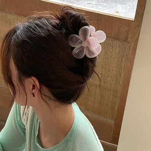 New Coming Women <b>Sweet</b> Jelly Colored Five-Petal <b>Flower</b> Hair Claw Popular Summer Plastic Hair Accessory Hair Claws - Product Image 4