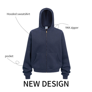 Hoodie court oversize OEM en coton épais, style streetwear vintage vieilli, coupe carrée, délavé à l'acide, impression personnalisée - Product Image 2