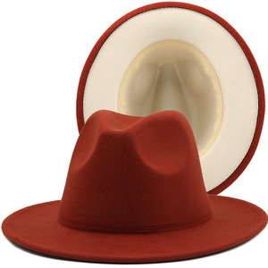 Custom Polyester Cotton <strong>Black</strong> Red Wide Brim <strong>Fedora</strong> <strong>Hat</strong> for Festival Party Events - Product Image 5