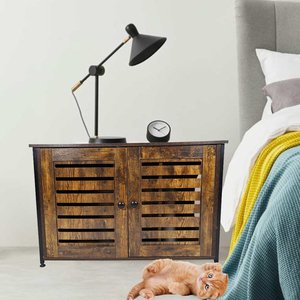 Meubles de luxe <span class=keywords><strong>pas</strong></span> <span class=keywords><strong>cher</strong></span> pour animaux de compagnie Table d'appoint pour chats Chenil avec séparateur en bois Cage pour <span class=keywords><strong>chat</strong></span> d'intérieur - Product Image 6