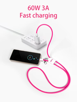 Kabel pengisi daya Cepat USB C ke USB C, kabel Lanyard aluminium Aloi panjang 1.2m untuk perangkat ponsel iPhone dan Android grosir