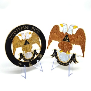 Emblema per Auto del Rito Scozzese 32° Grado, 3 Pollici, Oro, Rotondo, Traforato, Massonico - Product Image 2