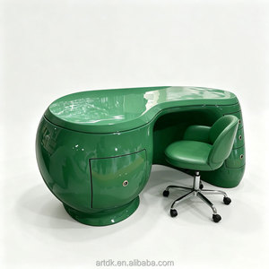 Bureau de réception incurvé en gros, table de direction de forme organique personnalisée pour salon de beauté, hall d'hôtel, OEM disponible - Product Image 2