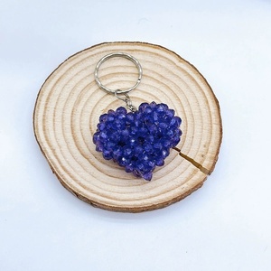 Factory Wholesale 6mm Acrylic Beads Handmade Car Keyring Cion <b>Purse</b> Holder Promotion Gift Women <b>Cute</b> Tiny Heart Charm Keychain - Product Image 4