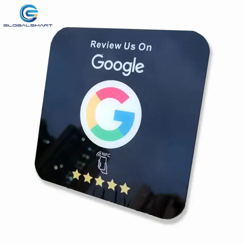 Customized acrylic nfc google review plate sign stickers Ntag213 QR code social media NFC plate