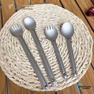 Ensemble de couverts de camping portables ultra légers en titane pur pour 2 personnes - Product Image 2