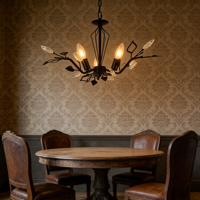 Lustre JACKSUN en cristal K9 doré de luxe, style rétro, branche de fleurs, lampe suspendue en fer, base E14, éclairage de table de salle à manger