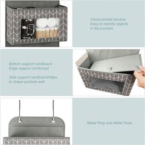 5-<b>Shelf</b> Door Hanging Organizer Foldable Eco-Friendly Multifunction Wall Mount Fabric Storage Clear Window 2 Metal <b>Hooks</b> for - Product Image 4