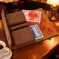 Étui personnalisable en cuir PU gravable au laser pour cartes et dés, avec logo sur mesure, idéal pour les soirées jeux et les voyages