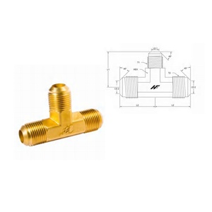 Conector JIC de Latón de 3/8"1/2"3/8" Resistente a la Corrosión °   Conector en T Flare con Rosca BSPT para Tuberías de Yate Marino, Fabricado en Taiwán - Product Image 1