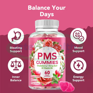 Ausreson Gommes pour femmes PMS Supplément de soulagement Vegan Vitamine PMS Gommes pour les menstruations - Product Image 2