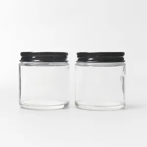 Clear Empty 4oz 120ml Candle Holders Lanterns Glass Candle Jars with Lid