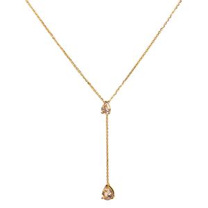 Nouveauté Collier Pendentif Goutte d'Eau en Acier Inoxydable Plaqué Or avec Strass Bohème pour Femmes - Product Image 4