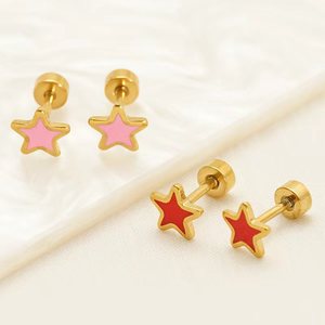 Star Stud <b>Earrings</b> Stainless Steel Multi Color Five Pointed Star Women Fashion Jewelry Small <b>Earrings</b> For Everyday Wear - Product Image 3