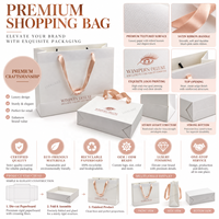 Sac en papier de luxe personnalisé blanc ivoire avec poignées en ruban satiné or rose pour boutique, magasin de détail, cadeau, marque et fête de mariage