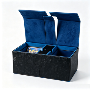 Boîte de rangement double couche personnalisée en gros avec porte-dés en PU pour cartes de jeux TCG - Product Image 1