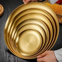 Plat de service empilable en acier inoxydable 304 épaissi, poli or et argent, pour barbecue coréen, écologique et durable, idéal pour le camping