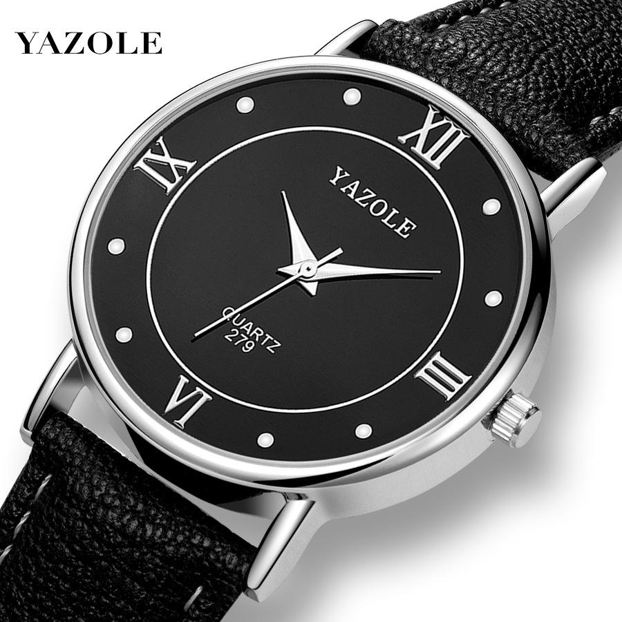 Yazole 279 Brand Agents Wholesale low cost Quartz Watch Vive Leather Band  Water Resist Analog Display Simple Lovers Watch