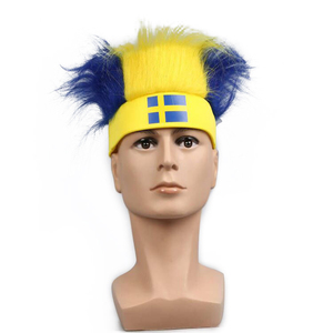 Großhandel 2026 World Football Cup Sport Werbe geschenke Schweden Fußball Fans Perücke Hut Crazy Hats Hairy Stirnband - Product Image 1