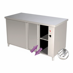 Tavolo Riscaldato in Acciaio Inox con Porte Scorrevoli su Due Lati Modello AFP/1597 di AllFoodProject.com - Product Image 1