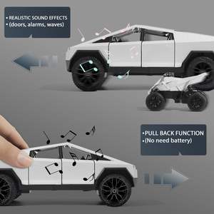 EPTダイキャストモデルカー1:32 Tサイバートラックピックアップサウンドとライトプルバックドアオープン装飾金属モデルカーおもちゃ - Product Image 5