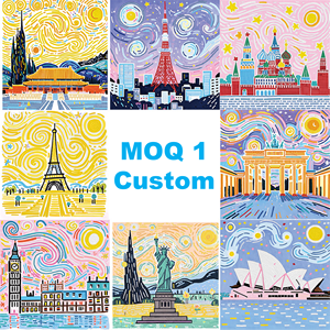 Kits de Pintura de Diamantes 5D para Adultos, <span class=keywords><strong>Paisajes</strong></span> <span class=keywords><strong>Mundiales</strong></span>, Horizontes Urbanos, Estilo Noche Estrellada, Torre Eiffel, Big Ben, Decoración para el Hogar, Regalo - Product Image 1