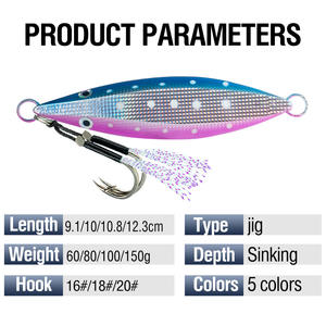 Jig Premium OEM 60-150g Lumineux à Lancer Lent, Longue Portée, en Métal, pour la Pêche en Mer (Bateau), la Carpe, le Bar, le Thon, le Requin – Matériel de Pêche - Product Image 3