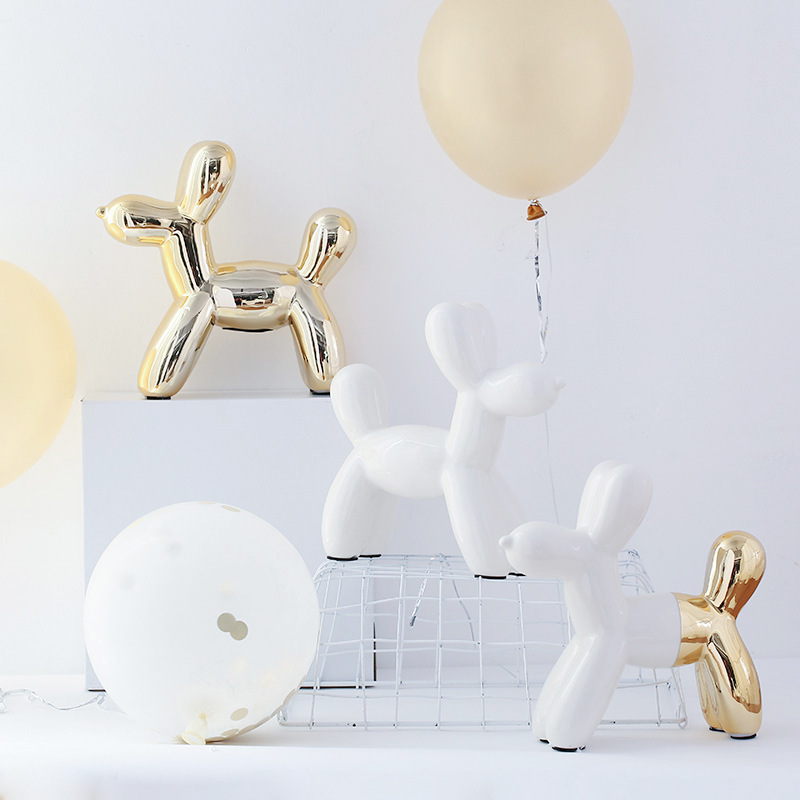 Nordic style ins modern minimalist living room display golden ceramic balloon dog piggy bank