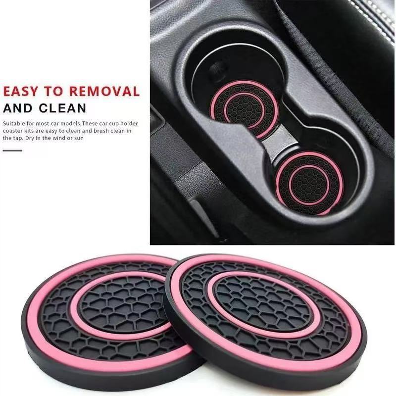 Honeycomb patterned water coasters [pink] - one pair