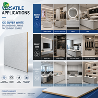 Panneau MDF mélaminé Jinbase 18 mm, blanc argenté, brossé horizontal, E0, 1220x2440 mm, mélaminé, fibres à densité moyenne