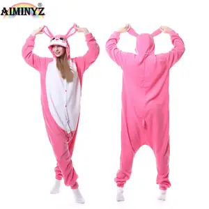 AIMINYZ批发2023新款冬季睡衣成人连体睡衣动物卡通服装睡衣连帽衫女兔子玫瑰