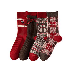 Women's <b>Wool</b> <b>Socks</b> Red New Year Gift Box Double Needle Warm Ethnic Style Lucky <b>Socks</b> For Women - Product Image 5