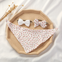 Lot de 3 bavoirs brodés en mousseline double face pour nourrissons et tout-petits, vêtements pour enfants Burp avec 2 nœuds pour filles