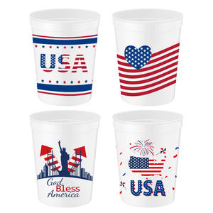Gobelets en plastique patriotiques BST 16oz USA, gobelets jetables pour les fêtes du 4 juillet, du Memorial Day et les événements à thème américain - Product Image 3