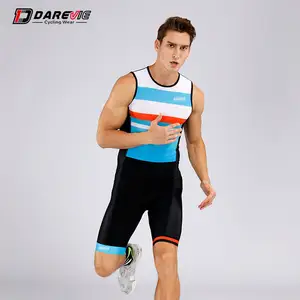 Darevie支持定制无缝轻质背部全拉链个性化自行车铁人三项自行车套装男士