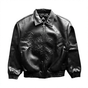 Chaqueta de Cuero Genuino Azul para Hombre, Cuello Camisero, Cierre de Cremallera, Casual, Invierno, Impermeable, Transpirable, Ecológica, Resistente al Viento - Product Image 1