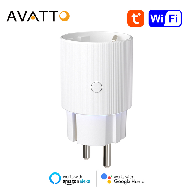 AVATTO OT60-EU WiFi Smart Socket 16A/3200W Ultra-Thin Energy Monitoring Plug Works with Alexa GoogleTuya Smart Life App Control