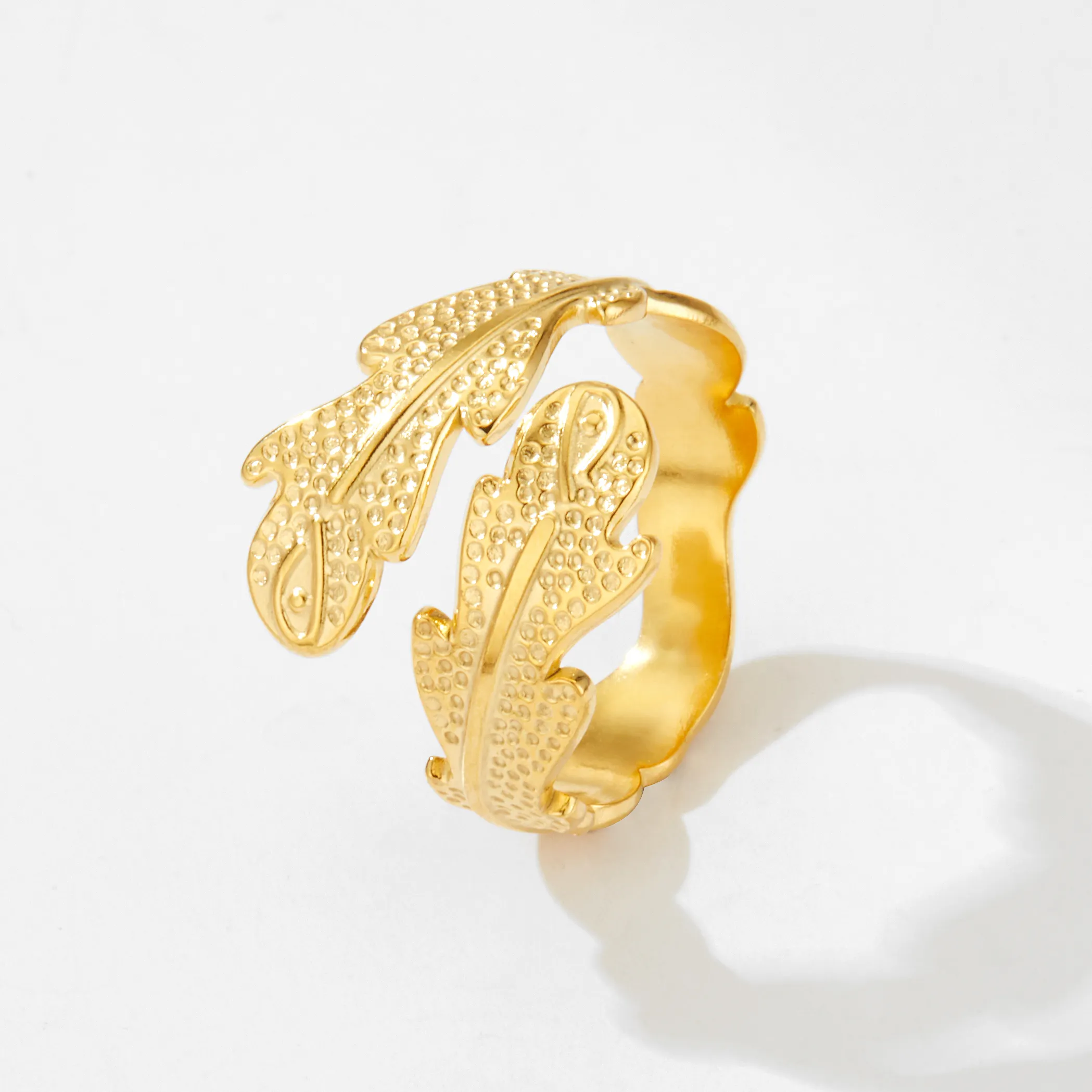 Fashion Branch Texture Vintage foglie fascia anelli d'oro fedi nuziali in acciaio inossidabile coppia d'oro