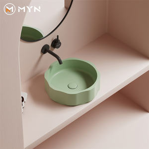 Vente en gros <span class=keywords><strong>NetFlix</strong></span> eBay tendance ronde couleur moderne de Macaron blanc salle de bains Surface solide évier en pierre artificielle - Product Image 3