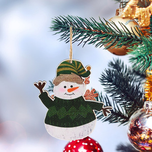 Adornos Colgantes de Madera con Forma de Muñeco de Nieve, Juego de 6 Piezas, 8x8cm, Decoraciones Rústicas para Árbol de Navidad - Product Image 2