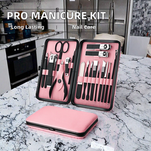 Kit professionnel de manucure et pédicure - Outils de toilettage durables pour femmes, 18 pièces, pour voyage et maison (rose) - Product Image 2