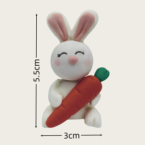 Figurine de lapin 3D réutilisable en pâte polymère, motif carotte, faite à la main, écologique, pour décorations de gâteaux de remise de diplôme – Meilleures ventes - Product Image 4