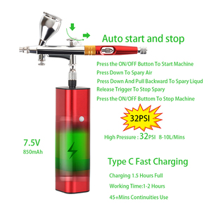 Kit d'aérographe amélioré Portable Auto Mini pistolet à Air avec compresseur silencieux pour Art gâteau ongles modèle peinture tatouage <span class=keywords><strong>manucure</strong></span> - Product Image 3