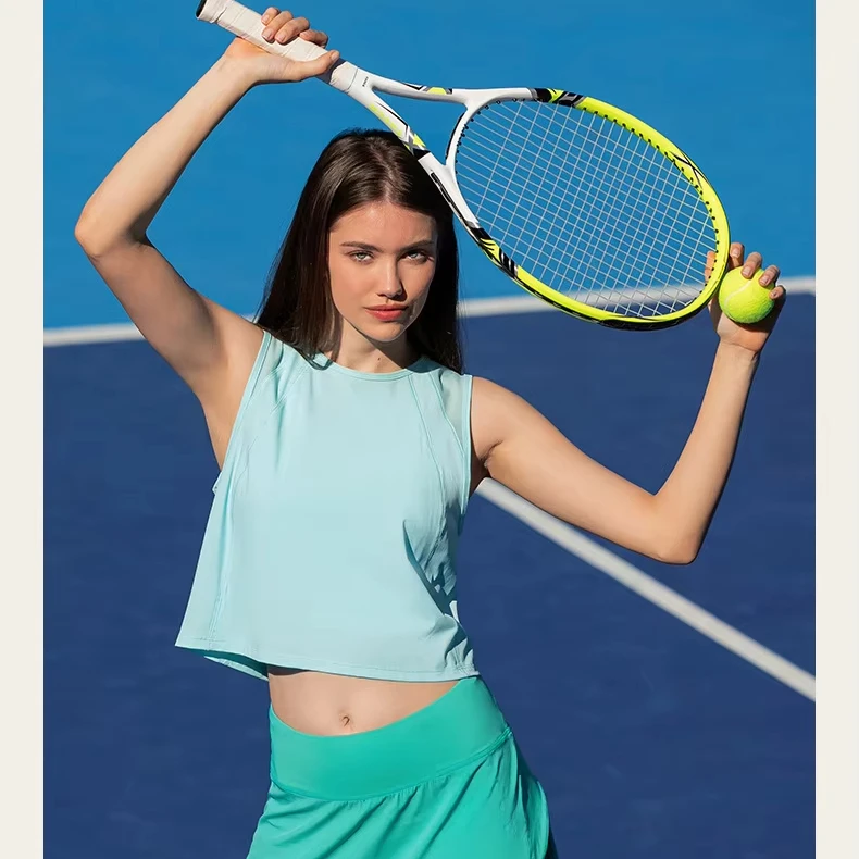 Summer New Light Breathable Tennis Wear Sleeveless T-shirt Yoga Clothes Top Women Quick Dry Loose Leisure Fitness Sports Vest