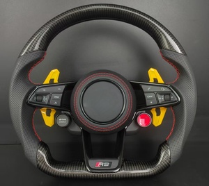 Volante de Fibra de Carbono y Cuero Personalizado para <span class=keywords><strong>Audi</strong></span> RS con Botón de Encendido, Selector de Conducción y Palancas de Cambio para <span class=keywords><strong>Audi</strong></span> A/<span class=keywords><strong>Q</strong></span>/S/RS/Q5/Q7 - Product Image 1