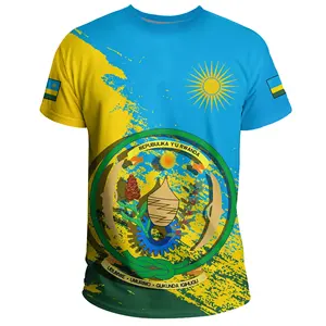 T-shirts personnalisés pour hommes du Rwanda Drop Shipping T Shirt rwandais vintage impression complète de style grunge pour hommes vêtements
