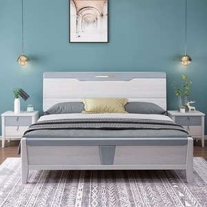 <b>White</b> Solid Wood <b>Bed</b> 1.8M Double <b>Storage</b> High Box Modern Minimalist Oak Bedroom Furniture - Product Image 4