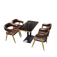 Meubles de restaurant modernes, ensemble de table et de chaises de bar, ensemble de fauteuil en cuir bleu pour café, ensemble de table de bar, canapé pour salle à manger, café