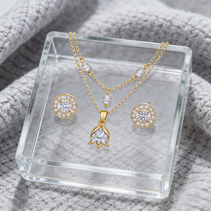 Conjunto de Joyería Hengdian con Circonitas AAA en Forma de Tulipán, Chapado en Oro de 18K, Romántico, para Bodas, Uso Diario y Oficina, Venta al Por Mayor - Product Image 5